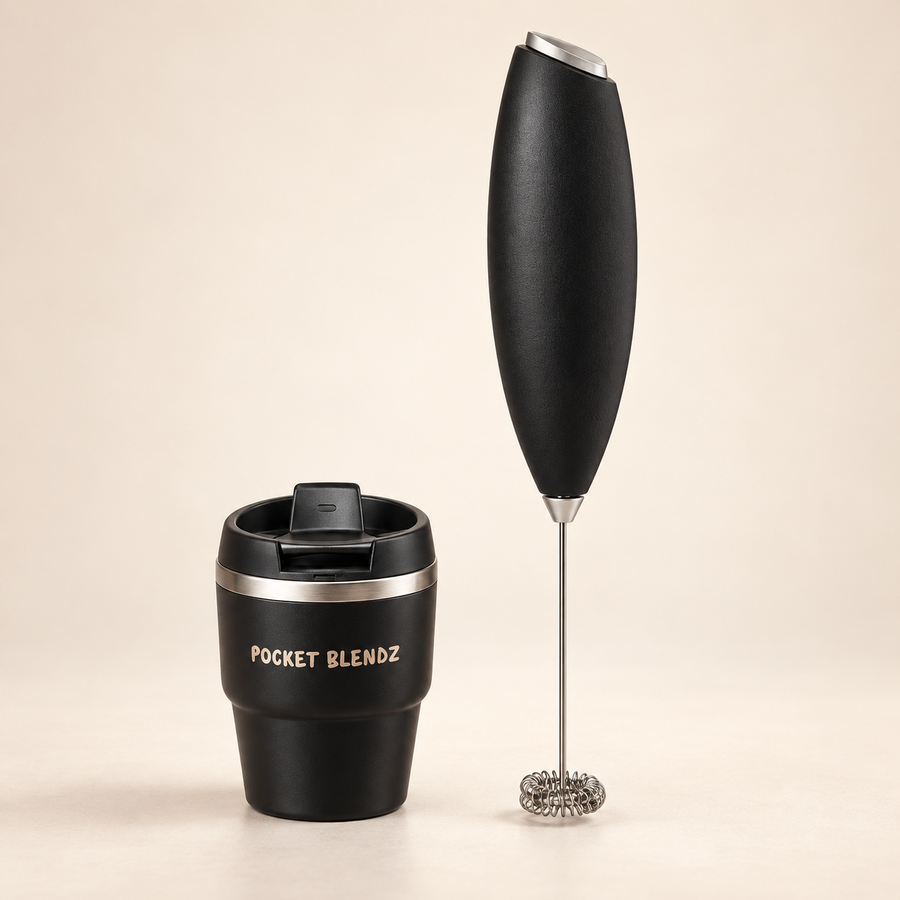 4 oz Pocket Blendz tumbler and black frother — free with first 30-day subscription only