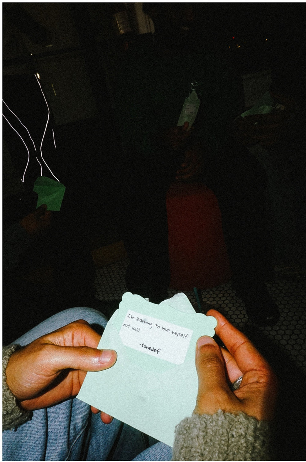 A handwritten Txnedef note: I’m learning to love myself out loud